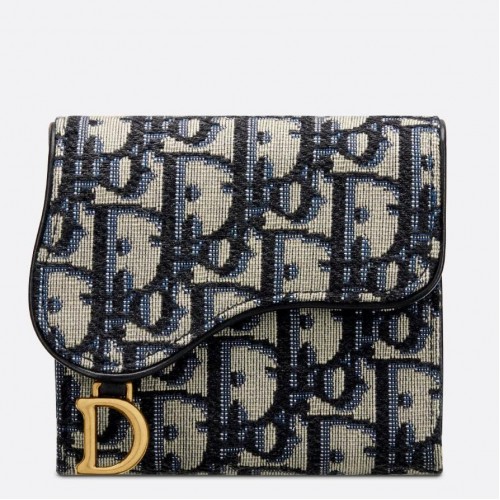 Dior Saddle Lotus Wallet In Blue Oblique Jacquard Dior Saddle Lotus Wallet In Blue Oblique Jacquard