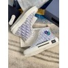 Dior Men's B23 High-top Sneakers In White and Purple Oblique Canvas