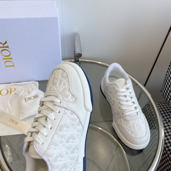 Dior One Sneakers In White Oblique Perforated Calfskin Dior One Sneakers In White Oblique Perforated Calfskin