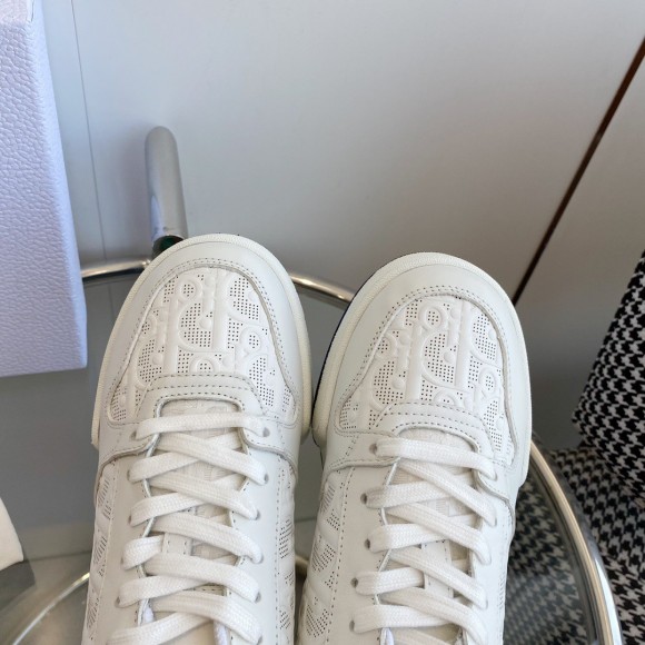 Dior One Sneakers In White Oblique Perforated Calfskin Dior One Sneakers In White Oblique Perforated Calfskin