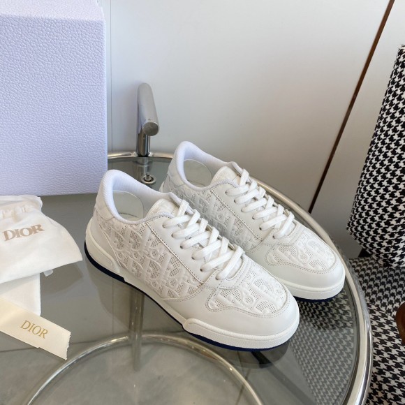 Dior One Sneakers In White Oblique Perforated Calfskin Dior One Sneakers In White Oblique Perforated Calfskin