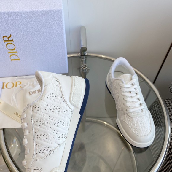 Dior One Sneakers In White Oblique Perforated Calfskin Dior One Sneakers In White Oblique Perforated Calfskin