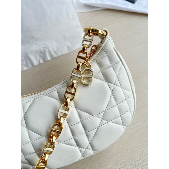Dior CD Lounge Bag in White Macrocannage Lambskin Dior CD Lounge Bag in White Macrocannage Lambskin