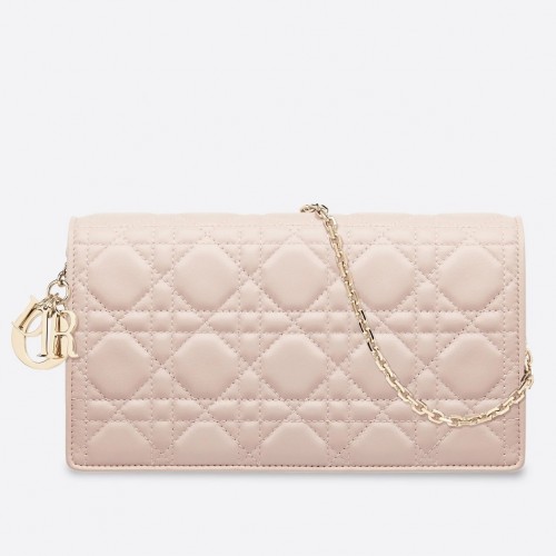 Dior Lady Dior Chain Pouch In Pink Cannage Lambskin Dior Lady Dior Chain Pouch In Pink Cannage Lambskin