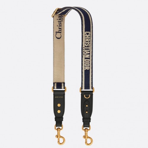 Dior Adjustable Shoulder Strap with Ring in Blue Embroidery Canvas Dior Adjustable Shoulder Strap with Ring in Blue Embroidery Canvas