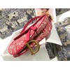 Dior Saddle Bag In Red Toile de Jouy Reverse Jacquard