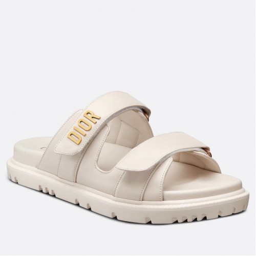 Dior Dioract Slide Sandals In White Lambskin Dior Dioract Slide Sandals In White Lambskin