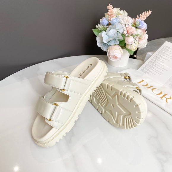 Dior Dioract Slide Sandals In White Lambskin Dior Dioract Slide Sandals In White Lambskin