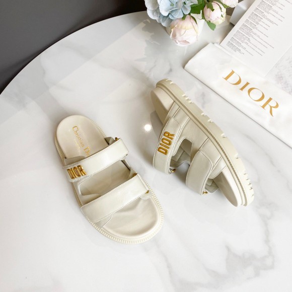 Dior Dioract Slide Sandals In White Lambskin Dior Dioract Slide Sandals In White Lambskin