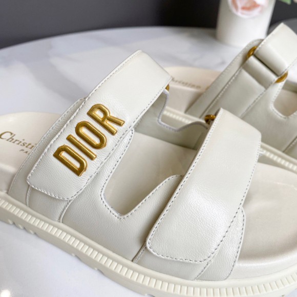 Dior Dioract Slide Sandals In White Lambskin Dior Dioract Slide Sandals In White Lambskin