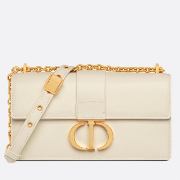 Dior 30 Montaigne East-West Bag with Chain in White Calfskin Dior 30 Montaigne East-West Bag with Chain in White Calfskin