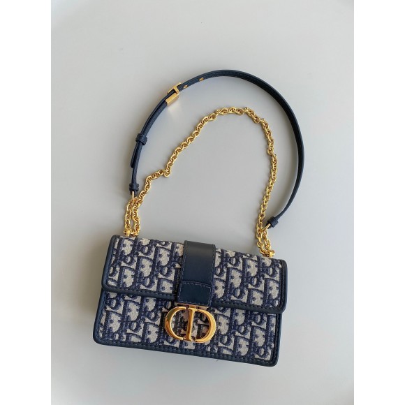 Dior 30 Montaigne East-West Bag with Chain in Blue Oblique Jacquard Dior 30 Montaigne East-West Bag with Chain in Blue Oblique Jacquard