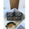 Dior 30 Montaigne East-West Bag with Chain in Blue Oblique Jacquard