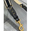 Dior Adjustable Shoulder Strap with Ring in Black Embroidery Canvas