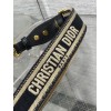 Dior Adjustable Shoulder Strap with Ring in Black Embroidery Canvas