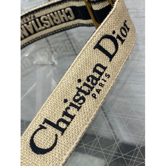 Dior Adjustable Shoulder Strap with Ring in Black Embroidery Canvas Dior Adjustable Shoulder Strap with Ring in Black Embroidery Canvas
