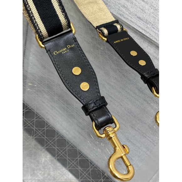 Dior Adjustable Shoulder Strap with Ring in Black Embroidery Canvas Dior Adjustable Shoulder Strap with Ring in Black Embroidery Canvas