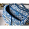 Dior Saddle Bag In Cornflower Blue Dior Oblique Embroidery