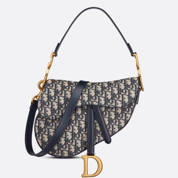 Dior Saddle Bag with Strap in Blue Oblique Jacquard Dior Saddle Bag with Strap in Blue Oblique Jacquard