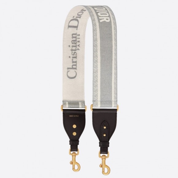 Dior Shoulder Strap in Grey Embroidery Canvas Dior Shoulder Strap in Grey Embroidery Canvas