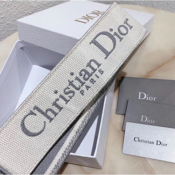 Dior Shoulder Strap in Grey Embroidery Canvas Dior Shoulder Strap in Grey Embroidery Canvas