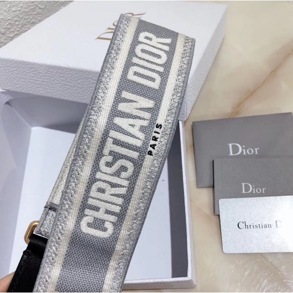 Dior Shoulder Strap in Grey Embroidery Canvas Dior Shoulder Strap in Grey Embroidery Canvas