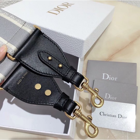 Dior Shoulder Strap in Grey Embroidery Canvas Dior Shoulder Strap in Grey Embroidery Canvas