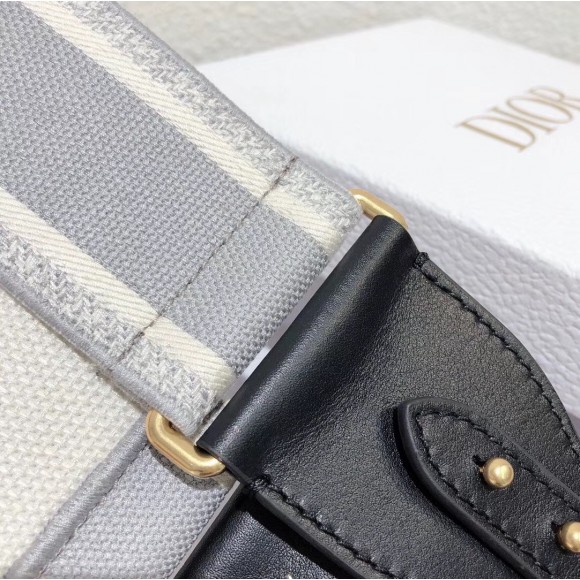Dior Shoulder Strap in Grey Embroidery Canvas Dior Shoulder Strap in Grey Embroidery Canvas