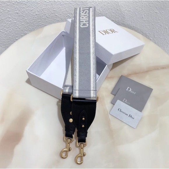 Dior Shoulder Strap in Grey Embroidery Canvas Dior Shoulder Strap in Grey Embroidery Canvas