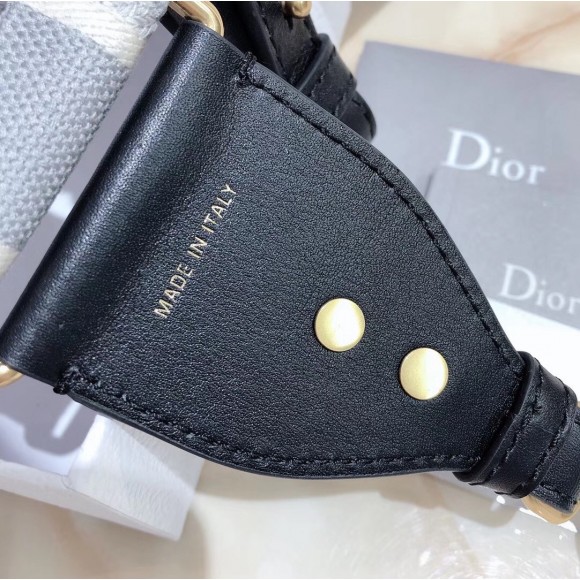 Dior Shoulder Strap in Grey Embroidery Canvas Dior Shoulder Strap in Grey Embroidery Canvas