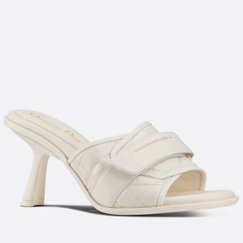 Dior Dio(r)evolution Heeled Slides In White Calfskin Dior Dio(r)evolution Heeled Slides In White Calfskin