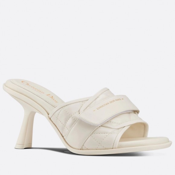 Dior Dio(r)evolution Heeled Slides In White Calfskin Dior Dio(r)evolution Heeled Slides In White Calfskin