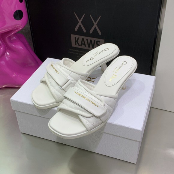 Dior Dio(r)evolution Heeled Slides In White Calfskin Dior Dio(r)evolution Heeled Slides In White Calfskin