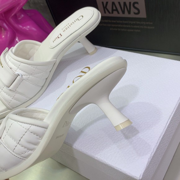 Dior Dio(r)evolution Heeled Slides In White Calfskin Dior Dio(r)evolution Heeled Slides In White Calfskin