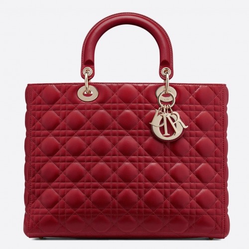 Dior Lady Dior Large Bag In Red Cannage Lambskin Dior Lady Dior Large Bag In Red Cannage Lambskin