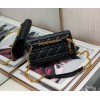Dior Caro Belt Pouch with Chain In Black Calfskin