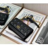 Dior Caro Belt Pouch with Chain In Black Calfskin