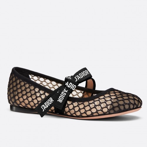 Dior Miss J'Adior Ballerina Flats In Black Mesh Dior Miss J'Adior Ballerina Flats In Black Mesh