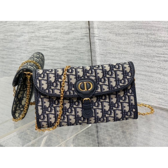 Dior Bobby East-West Chain Pouch in Blue Oblique Jacquard Dior Bobby East-West Chain Pouch in Blue Oblique Jacquard