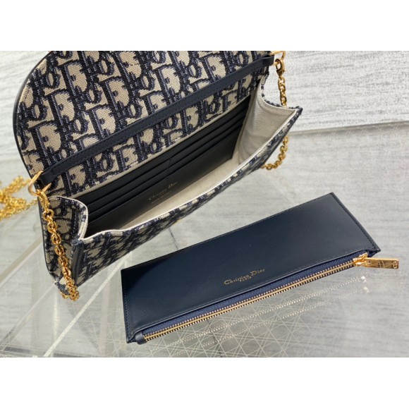 Dior Bobby East-West Chain Pouch in Blue Oblique Jacquard Dior Bobby East-West Chain Pouch in Blue Oblique Jacquard