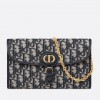 Dior Bobby East-West Chain Pouch in Blue Oblique Jacquard