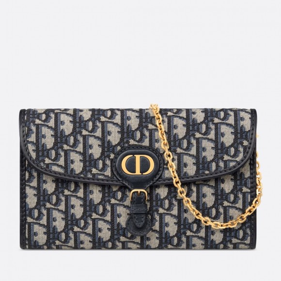 Dior Bobby East-West Chain Pouch in Blue Oblique Jacquard Dior Bobby East-West Chain Pouch in Blue Oblique Jacquard