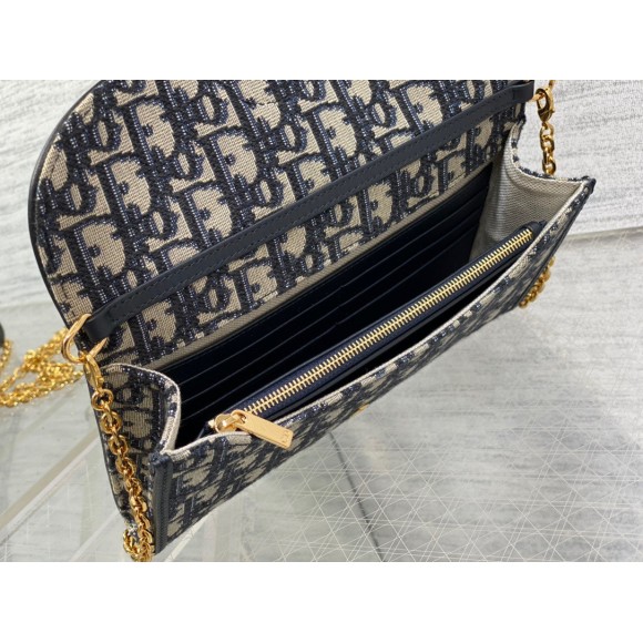 Dior Bobby East-West Chain Pouch in Blue Oblique Jacquard Dior Bobby East-West Chain Pouch in Blue Oblique Jacquard