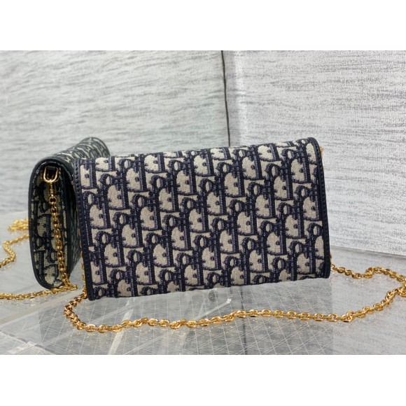 Dior Bobby East-West Chain Pouch in Blue Oblique Jacquard Dior Bobby East-West Chain Pouch in Blue Oblique Jacquard