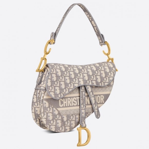 Dior Saddle Bag In Grey Dior Oblique Embroidery Dior Saddle Bag In Grey Dior Oblique Embroidery