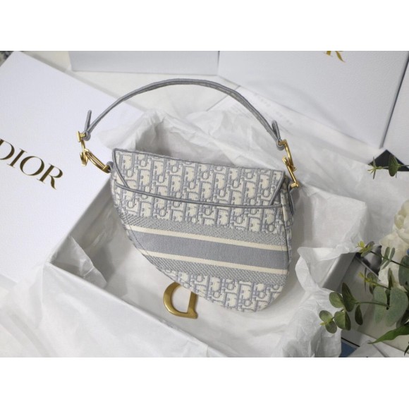 Dior Saddle Bag In Grey Dior Oblique Embroidery Dior Saddle Bag In Grey Dior Oblique Embroidery