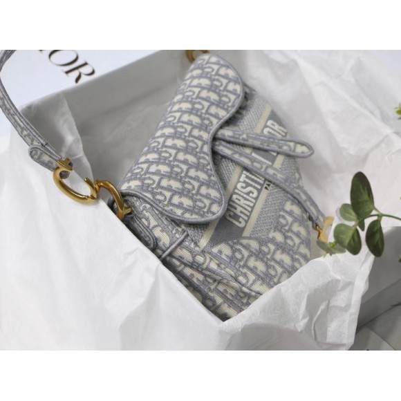 Dior Saddle Bag In Grey Dior Oblique Embroidery Dior Saddle Bag In Grey Dior Oblique Embroidery