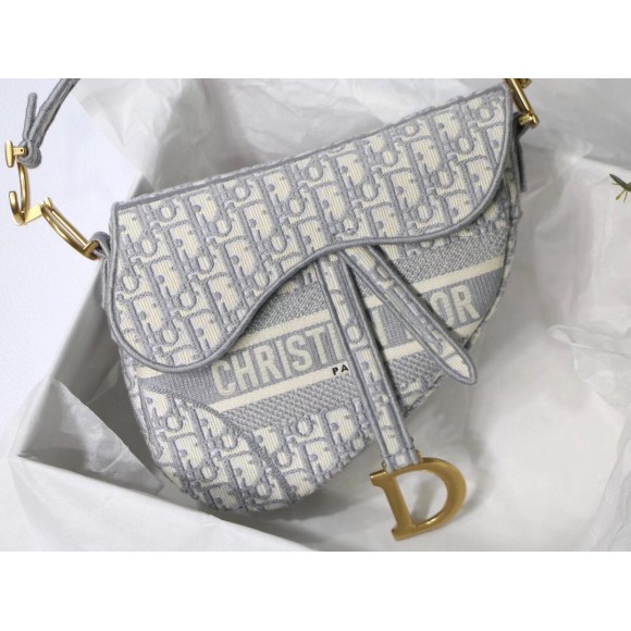 Dior Saddle Bag In Grey Dior Oblique Embroidery Dior Saddle Bag In Grey Dior Oblique Embroidery