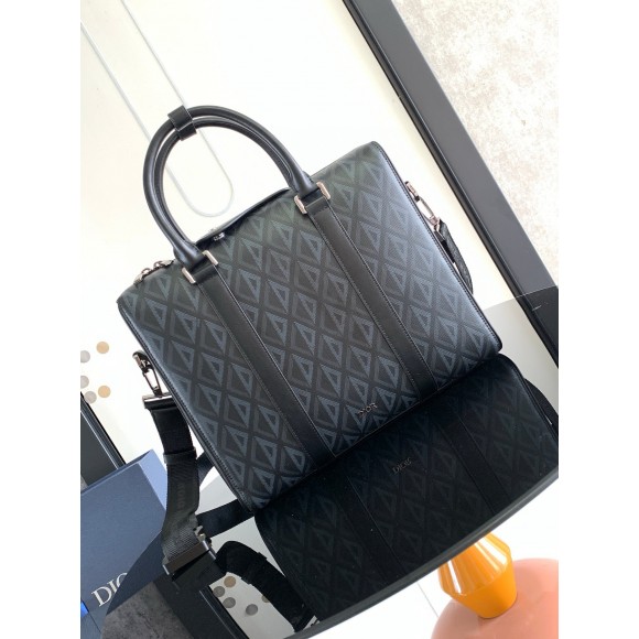 Dior Lingot Briefcase in Black CD Diamond Canvas Dior Lingot Briefcase in Black CD Diamond Canvas