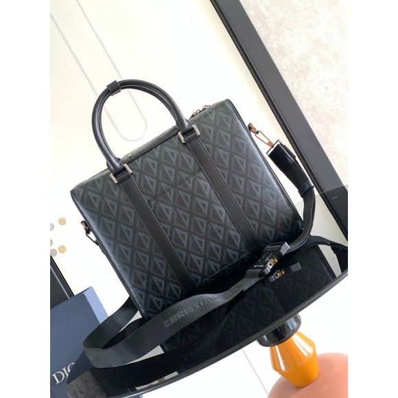 Dior Lingot Briefcase in Black CD Diamond Canvas Dior Lingot Briefcase in Black CD Diamond Canvas